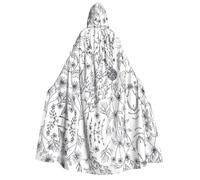 FEYUNYAN Hooded Cape For Adults, Flowering Plants Halloween Cloak, Gothic Witch Vampire Costume Accessory, Adjustable Tie Closure Soft Polyester Cloak For Cosplay & Halloween Parties