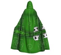 FEYUNYAN Hooded Cape For Adults, Green Ball Field Halloween Cloak, Gothic Witch Vampire Costume Accessory, Adjustable Tie Closure Soft Polyester Cloak For Cosplay & Halloween Parties