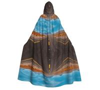 FEYUNYAN Hooded Cape For Adults, Highway Road Desert Halloween Cloak, Gothic Witch Vampire Costume Accessory, Adjustable Tie Closure Soft Polyester Cloak For Cosplay & Halloween Parties
