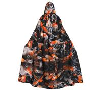 FEYUNYAN Hooded Cape For Adults, Japan Fancy Carp Fishes Halloween Cloak, Gothic Witch Vampire Costume Accessory, Adjustable Tie Closure Soft Polyester Cloak For Cosplay & Halloween Parties