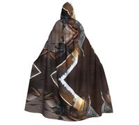FEYUNYAN Hooded Cape For Adults, Japan Samurai Sword Halloween Cloak, Gothic Witch Vampire Costume Accessory, Adjustable Tie Closure Soft Polyester Cloak For Cosplay & Halloween Parties