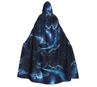 FEYUNYAN Hooded Cape For Adults, Moon Stars Planets Halloween Cloak, Gothic Witch Vampire Costume Accessory, Adjustable Tie Closure Soft Polyester Cloak For Cosplay & Halloween Parties