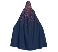 FEYUNYAN Hooded Cape For Adults, Navy Blue Sky Stars Halloween Cloak, Gothic Witch Vampire Costume Accessory, Adjustable Tie Closure Soft Polyester Cloak For Cosplay & Halloween Parties