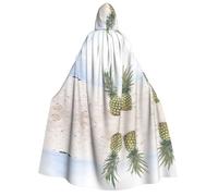 FEYUNYAN Hooded Cape For Adults, Pineapples On The Beach Halloween Cloak, Gothic Witch Vampire Costume Accessory, Adjustable Tie Closure Soft Polyester Cloak For Cosplay & Halloween Parties
