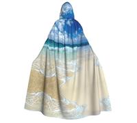 FEYUNYAN Hooded Cape For Adults, Serene Coastal Halloween Cloak, Gothic Witch Vampire Costume Accessory, Adjustable Tie Closure Soft Polyester Cloak For Cosplay & Halloween Parties