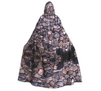 FEYUNYAN Hooded Cape For Adults, Solid Stonewall Art Halloween Cloak, Gothic Witch Vampire Costume Accessory, Adjustable Tie Closure Soft Polyester Cloak For Cosplay & Halloween Parties