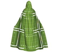 FEYUNYAN Hooded Cape For Adults, Sports Field In Green Halloween Cloak, Gothic Witch Vampire Costume Accessory, Adjustable Tie Closure Soft Polyester Cloak For Cosplay & Halloween Parties
