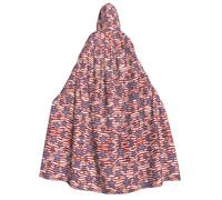 FEYUNYAN Hooded Cape For Adults, Stars Wavy Stripes Halloween Cloak, Gothic Witch Vampire Costume Accessory, Adjustable Tie Closure Soft Polyester Cloak For Cosplay & Halloween Parties