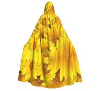 FEYUNYAN Hooded Cape For Adults, Sunflowers Yellow Flowers Halloween Cloak, Gothic Witch Vampire Costume Accessory, Adjustable Tie Closure Soft Polyester Cloak For Cosplay & Halloween Parties