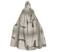 FEYUNYAN Hooded Cape For Adults, World War 2 Aircraft Airplane Halloween Cloak, Gothic Witch Vampire Costume Accessory, Adjustable Tie Closure Soft Polyester Cloak For Cosplay & Halloween Parties