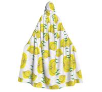 FEYUNYAN Hooded Cape For Adults, Yellow Lemon Halloween Cloak, Gothic Witch Vampire Costume Accessory, Adjustable Tie Closure Soft Polyester Cloak For Cosplay & Halloween Parties