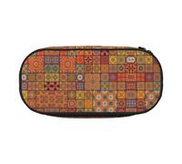 FEYUNYAN Large Capacity Pencil Case Aesthetic Spill-Proof Canvas Pencil Pouch with Zipper Group of Moroccan Geometric Pencil Case for Women Men Lightweight Portable Stationery Bag for Students Travel