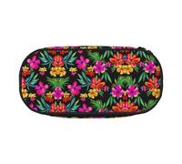 FEYUNYAN Large Capacity Pencil Case Aesthetic, Spill-Proof Canvas Pencil Pouch with Zipper, Hawaiian Flower Pencil Case for Women Men, Lightweight Portable Stationery Pencil Bag for Students & Travel