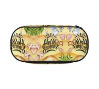 FEYUNYAN Large Capacity Pencil Case Aesthetic, Spill-Proof Canvas Pencil Pouch with Zipper, Hello Summer Pencil Case for Women & Men, Lightweight Portable Stationery Pencil Bag for Students & Travel