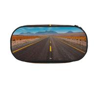 FEYUNYAN Large Capacity Pencil Case Aesthetic, Spill-Proof Canvas Pencil Pouch with Zipper, Highway Road Desert Pencil Case for Women Men, Lightweight Portable Stationery Bag for Students Travel