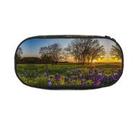 FEYUNYAN Large Capacity Pencil Case Aesthetic, Spill-Proof Canvas Pencil Pouch with Zipper, Lavender Meadow Sunset Pencil Case for Women Men, Lightweight Portable Stationery Bag for Students Travel