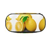 FEYUNYAN Large Capacity Pencil Case Aesthetic, Spill-Proof Canvas Pencil Pouch with Zipper, Lemon Pencil Case for Women & Men, Lightweight Portable Stationery Pencil Bag for Students & Travel