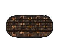 FEYUNYAN Large Capacity Pencil Case Aesthetic, Spill-Proof Canvas Pencil Pouch with Zipper, Library Bookshelf Book Pencil Case for Women Men, Lightweight Portable Stationery Bag for Students Travel