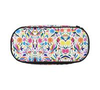 FEYUNYAN Large Capacity Pencil Case Aesthetic, Spill-Proof Canvas Pencil Pouch with Zipper, Mexican Otomi Animals Pencil Case for Women Men, Lightweight Portable Stationery Bag for Students Travel
