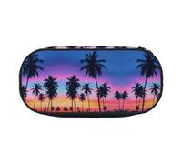 FEYUNYAN Large Capacity Pencil Case Aesthetic, Spill-Proof Canvas Pencil Pouch with Zipper, Palm Trees Pencil Case for Women & Men, Lightweight Portable Stationery Pencil Bag for Students & Travel