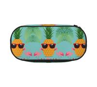 FEYUNYAN Large Capacity Pencil Case Aesthetic, Spill-Proof Canvas Pencil Pouch With Zipper, Pineapple Flamingo Pencil Case For Women Men, Lightweight Portable Stationery Pencil Bag For Students Travel