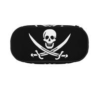 FEYUNYAN Large Capacity Pencil Case Aesthetic, Spill-Proof Canvas Pencil Pouch with Zipper, Pirate Flag Pencil Case for Women & Men, Lightweight Portable Stationery Pencil Bag for Students & Travel