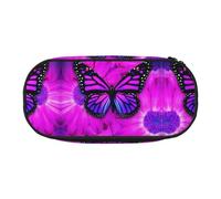 FEYUNYAN Large Capacity Pencil Case Aesthetic, Spill-Proof Canvas Pencil Pouch with Zipper, Purple Butterfly Flower Pencil Case for Women Men, Lightweight Portable Stationery Bag for Students Travel