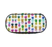 FEYUNYAN Large Capacity Pencil Case Aesthetic, Spill-Proof Canvas Pencil Pouch with Zipper, Rainbow Pineapple Pencil Case for Women Men, Lightweight Portable Stationery Pencil Bag for Students Travel