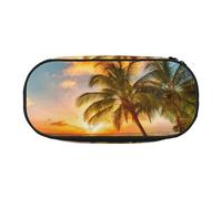 FEYUNYAN Large Capacity Pencil Case Aesthetic, Spill-Proof Canvas Pencil Pouch With Zipper, Sunset Hawaiian Palm Tree Pencil Case For Women Men, Lightweight Portable Stationery Bag For Students Travel