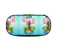FEYUNYAN Large Capacity Pencil Case Aesthetic, Spill-Proof Canvas Pencil Pouch with Zipper, Tropical Flamingo Pencil Case for Women Men, Lightweight Portable Stationery Pencil Bag for Students Travel