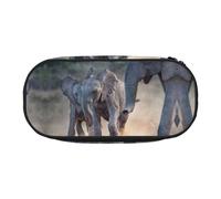 FEYUNYAN Large Capacity Pencil Case Aesthetic, Spill-Proof Canvas Pencil Pouch with Zipper, Two Elephants Playing Pencil Case for Women Men, Lightweight Portable Stationery Bag for Students Travel