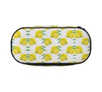 FEYUNYAN Large Capacity Pencil Case Aesthetic, Spill-Proof Canvas Pencil Pouch with Zipper, Yellow Lemon Pencil Case for Women & Men, Lightweight Portable Stationery Pencil Bag for Students & Travel