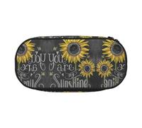 FEYUNYAN Large Capacity Pencil Case Aesthetic, Spill-Proof Canvas Pencil Pouch with Zipper, You are My Sunflower Pencil Case for Women Men, Lightweight Portable Stationery Bag for Students Travel