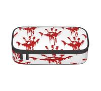 FEYUNYAN Large Capacity Pencil Case for School, Office Supplies, Bloody Handprints, Multi-Layer Organization Travel Toiletry Bag, Durable Oxford Fabric Zippered Pencil Box for Students, Artists