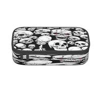 FEYUNYAN Large Capacity Pencil Case for School, Office Supplies, Evil Skull, Multi-Layer Organization Travel Toiletry Bag, Durable Oxford Fabric Zippered Pencil Box for Students, Artists