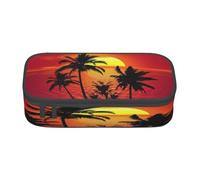 FEYUNYAN Large Capacity Pencil Case For School Office Supplies, Tropical Sunset Palm Tree, Multi-Layer Organization Travel Toiletry Bag, Durable Oxford Fabric Zippered Pencil Box For Students, Artists