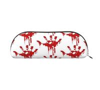 FEYUNYAN Large Capacity Pencil Case for School & Travel, Bloody Handprints Pen Pouch, Leather Semi-Circle Organizer for Boys Girls Teens Students, Stationery Organizer Office Makeup Bag for Women Men