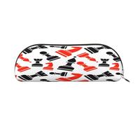 FEYUNYAN Large Capacity Pencil Case for School & Travel, Chess Pattern Pen Pouch, Leather Semi-Circle Organizer for Boys Girls Teens Students, Stationery Organizer Office Makeup Bag for Women Men