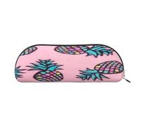 FEYUNYAN Large Capacity Pencil Case for School & Travel, Color Pineapple Pen Pouch, Leather Semi-Circle Organizer for Boys Girls Teens Students, Stationery Organizer Office Makeup Bag for Women Men