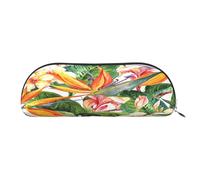 FEYUNYAN Large Capacity Pencil Case for School & Travel, Colorful Flowers Pen Pouch, Leather Semi-Circle Organizer for Boys Girls Teens Students, Stationery Organizer Office Makeup Bag for Women Men