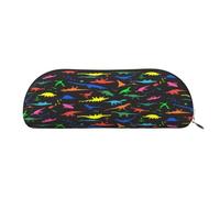FEYUNYAN Large Capacity Pencil Case for School & Travel, Cute Dinosa Pen Pouch, Leather Semi-Circle Organizer for Boys Girls Teens Students, Stationery Organizer Office Makeup Bag for Women Men