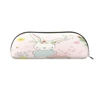 FEYUNYAN Large Capacity Pencil Case for School & Travel, Garden Bunny Pen Pouch, Leather Semi-Circle Organizer for Boys Girls Teens Students, Stationery Organizer Office Makeup Bag for Women Men