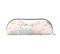 FEYUNYAN Large Capacity Pencil Case for School & Travel, Garden Bunny Pen Pouch, Leather Semi-Circle Organizer for Boys Girls Teens Students, Stationery Organizer Office Makeup Bag for Women Men