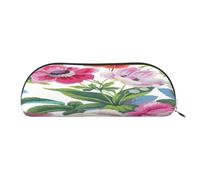 FEYUNYAN Large Capacity Pencil Case for School & Travel, Garden Floral Pen Pouch, Leather Semi-Circle Organizer for Boys Girls Teens Students, Stationery Organizer Office Makeup Bag for Women Men