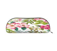 FEYUNYAN Large Capacity Pencil Case for School & Travel, Hibiscus Flowers Pen Pouch, Leather Semi-Circle Organizer for Boys Girls Teens Students, Stationery Organizer Office Makeup Bag for Women Men