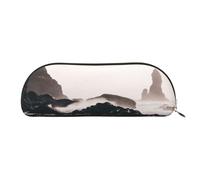 FEYUNYAN Large Capacity Pencil Case for School & Travel, Iceland Pen Pouch, Leather Semi-Circle Organizer for Boys Girls Teens Students, Stationery Organizer Office Makeup Bag for Women Men
