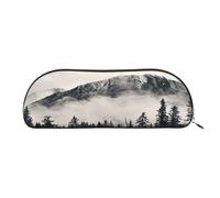 FEYUNYAN Large Capacity Pencil Case for School & Travel, Mountain Cliff Pen Pouch, Leather Semi-Circle Organizer for Boys Girls Teens Students, Stationery Organizer Office Makeup Bag for Women Men