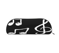 FEYUNYAN Large Capacity Pencil Case for School & Travel, Music Notes Pen Pouch, Leather Semi-Circle Organizer for Boys Girls Teens Students, Stationery Organizer Office Makeup Bag for Women Men