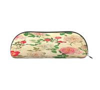FEYUNYAN Large Capacity Pencil Case For School & Travel, Pink White Peonies Pen Pouch, Leather Semi-Circle Organizer For Boys Girls Teens Students, Stationery Organizer Office Makeup Bag For Women Men