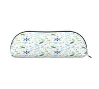 FEYUNYAN Large Capacity Pencil Case for School & Travel, Pretty Flower Pen Pouch, Leather Semi-Circle Organizer for Boys Girls Teens Students, Stationery Organizer Office Makeup Bag for Women Men